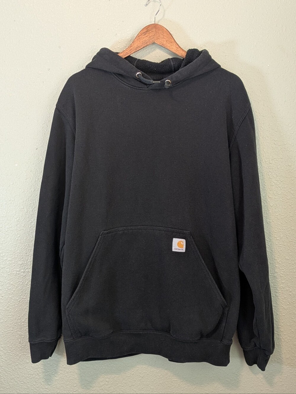 Carhartt Black Hooded Pullover Sweatshirt with Logo Patch